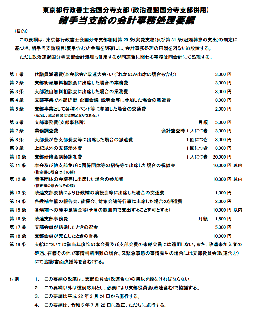 諸手当支給の会計事務処理要綱
